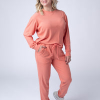 IN STOCK Corrine Ribbed Pullover Top - Coral