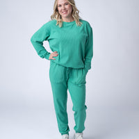 IN STOCK Corrine Ribbed Pullover Top - Emerald