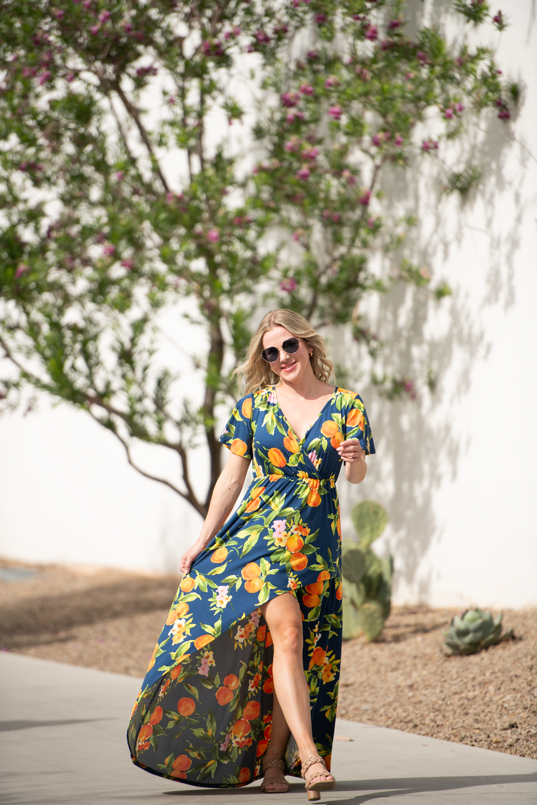 IN STOCK Harley High-Low Dress - Navy Citrus FINAL SALE