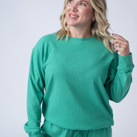 IN STOCK Corrine Ribbed Pullover Top - Emerald