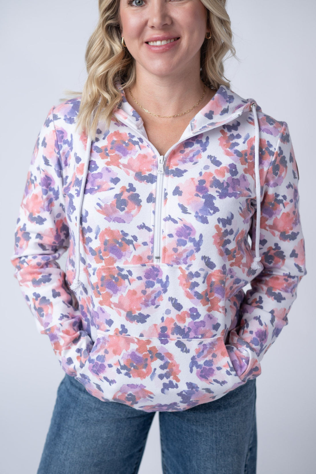 IN STOCK HalfZip Hoodie - Purple Abstract