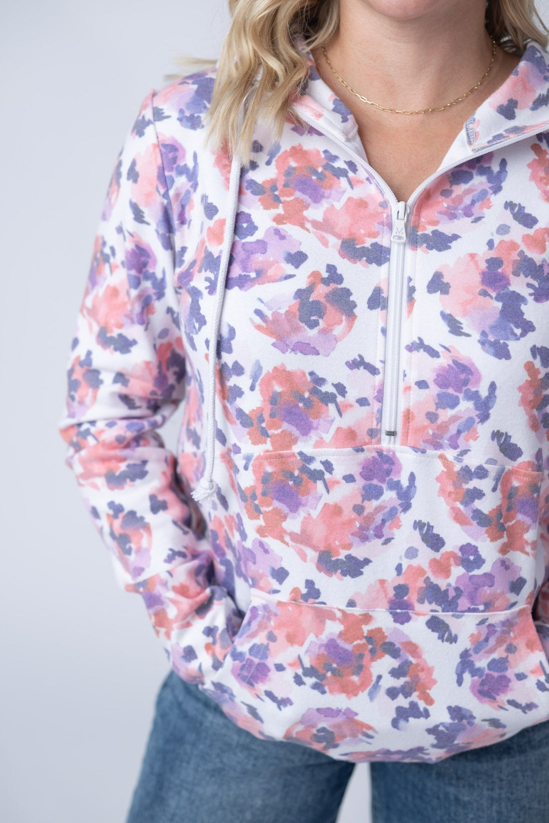 IN STOCK HalfZip Hoodie - Purple Abstract