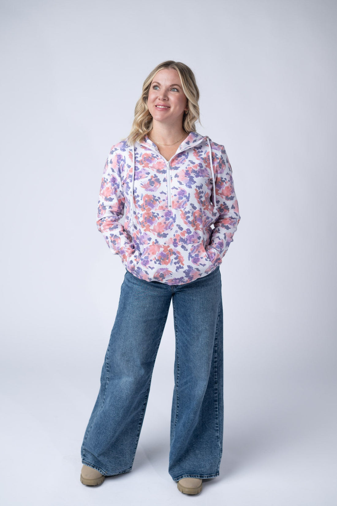 IN STOCK HalfZip Hoodie - Purple Abstract