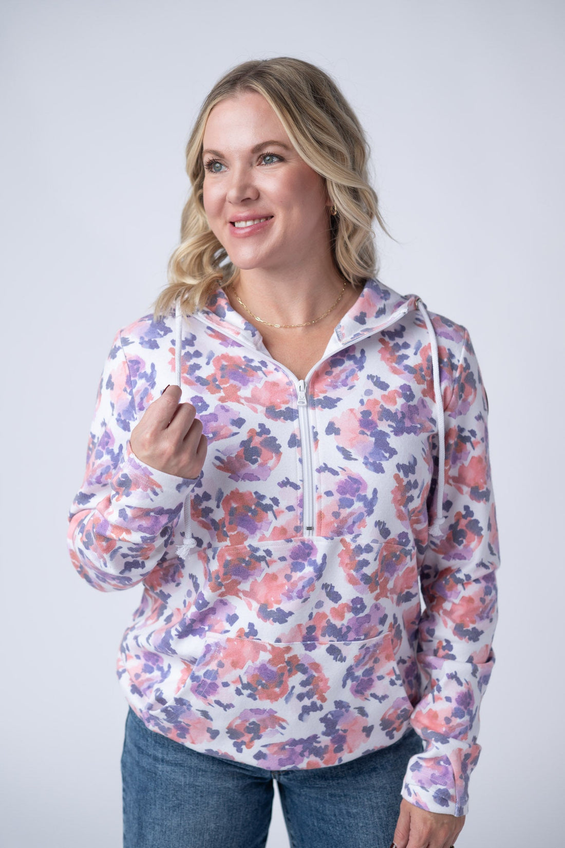 IN STOCK HalfZip Hoodie - Purple Abstract