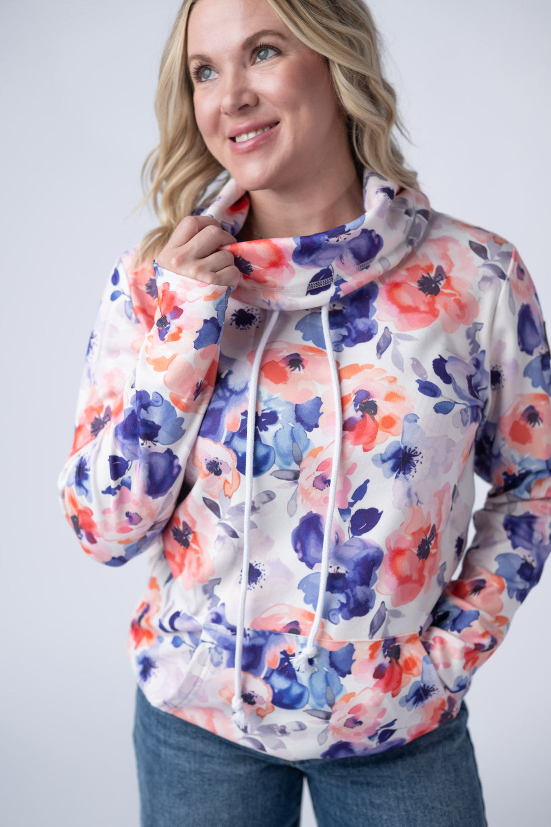 IN STOCK Soft Funnel Neck - Sunset Watercolor Floral