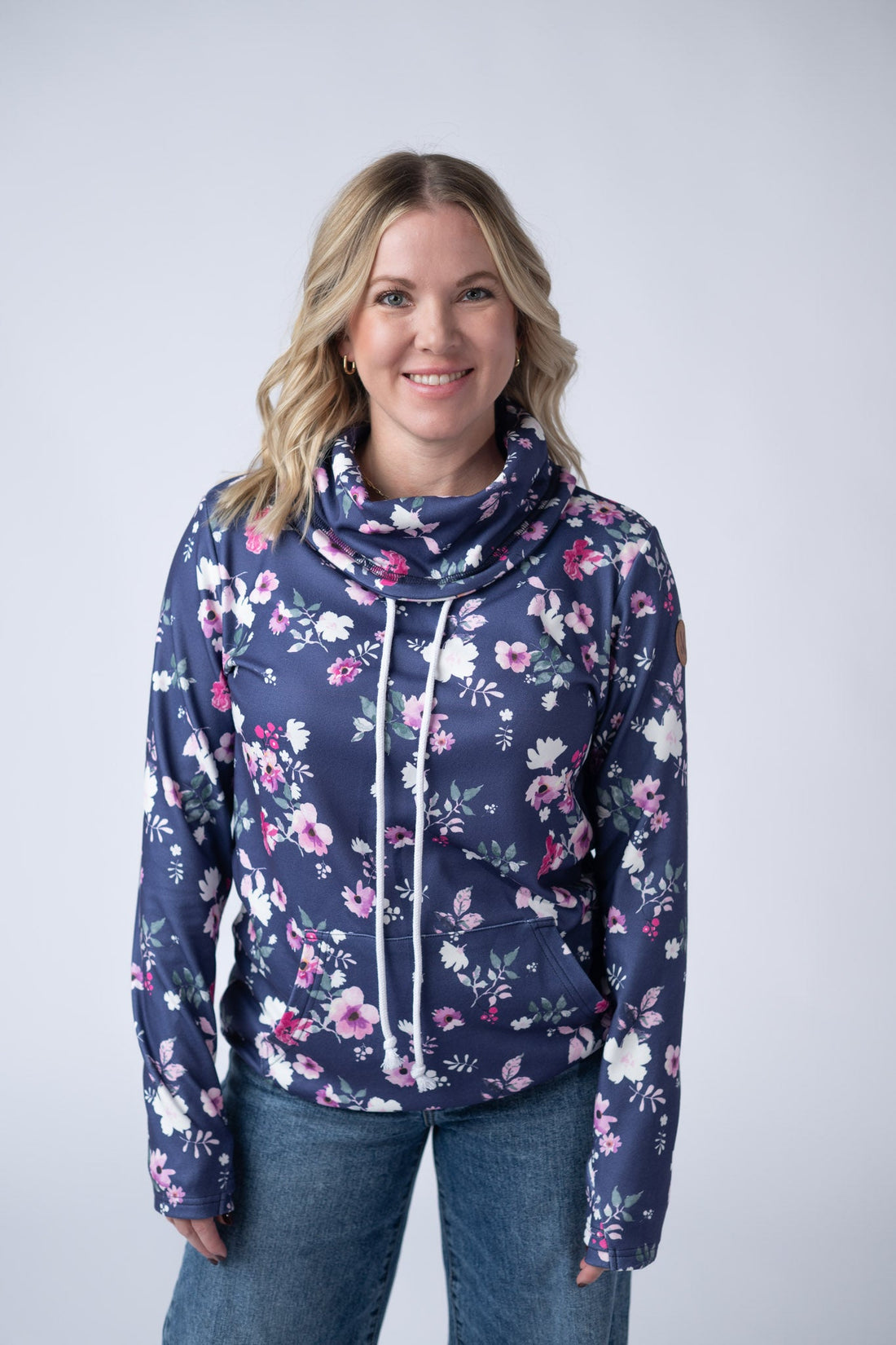 IN STOCK Soft Funnel Neck - Navy Floral