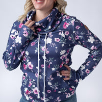 IN STOCK Soft Funnel Neck - Navy Floral