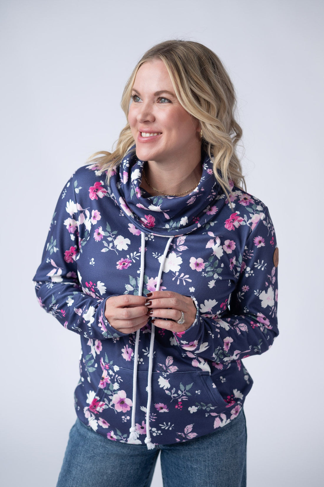 IN STOCK Soft Funnel Neck - Navy Floral