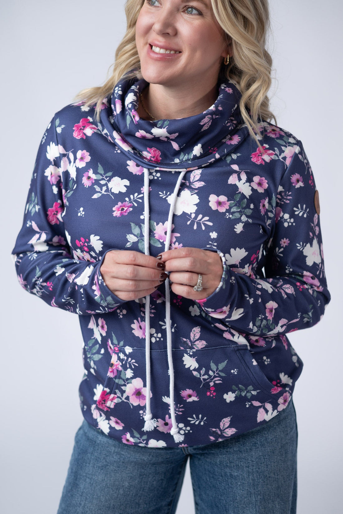 IN STOCK Soft Funnel Neck - Navy Floral