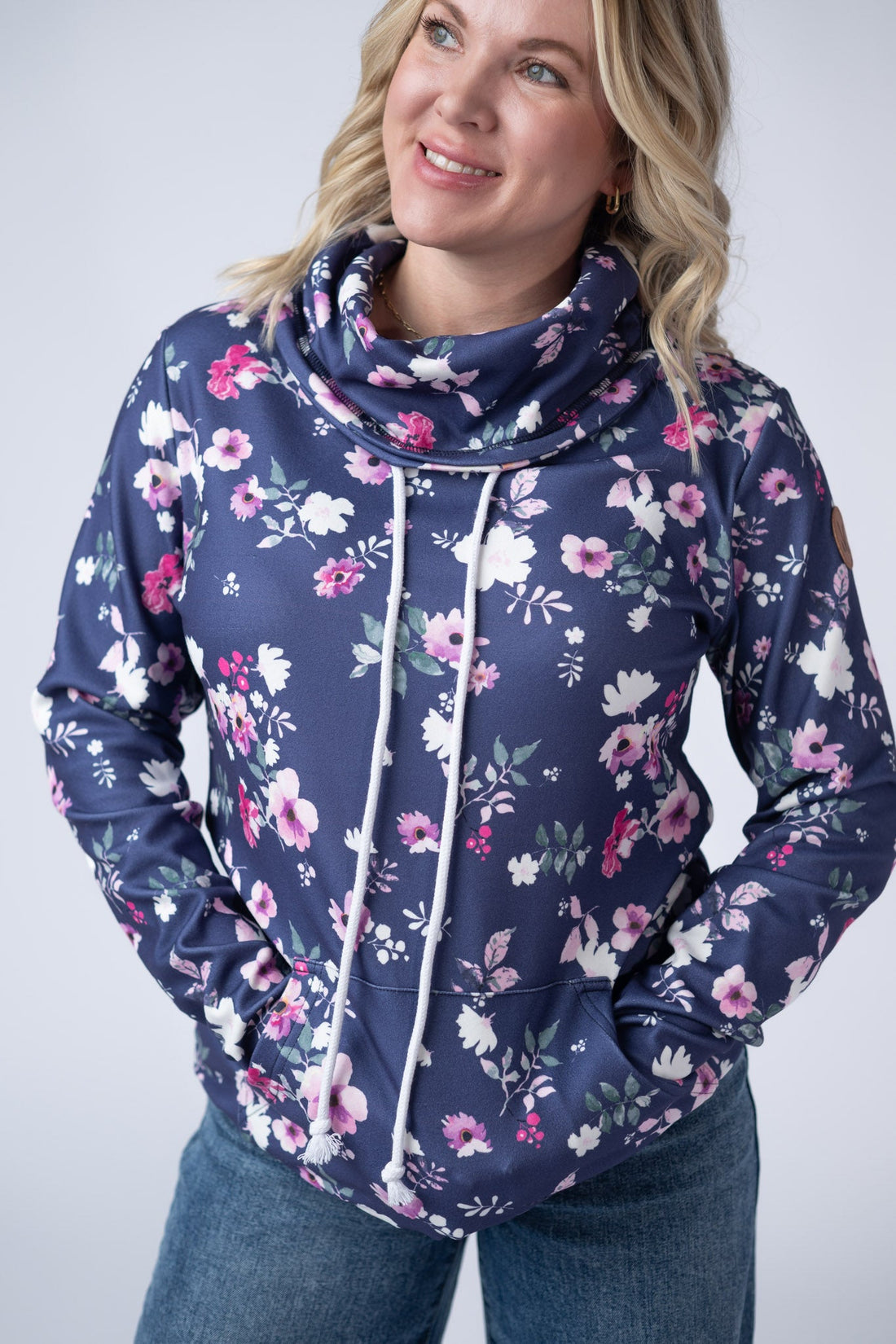 IN STOCK Soft Funnel Neck - Navy Floral