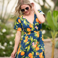 IN STOCK Harley High-Low Dress - Navy Citrus FINAL SALE