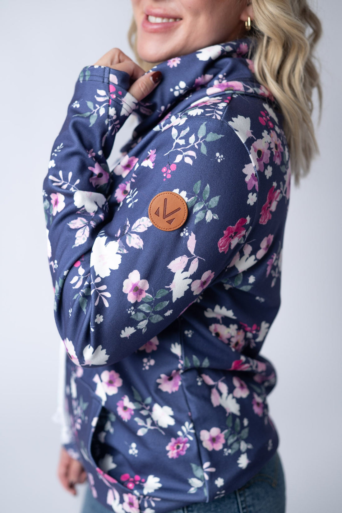 IN STOCK Soft Funnel Neck - Navy Floral