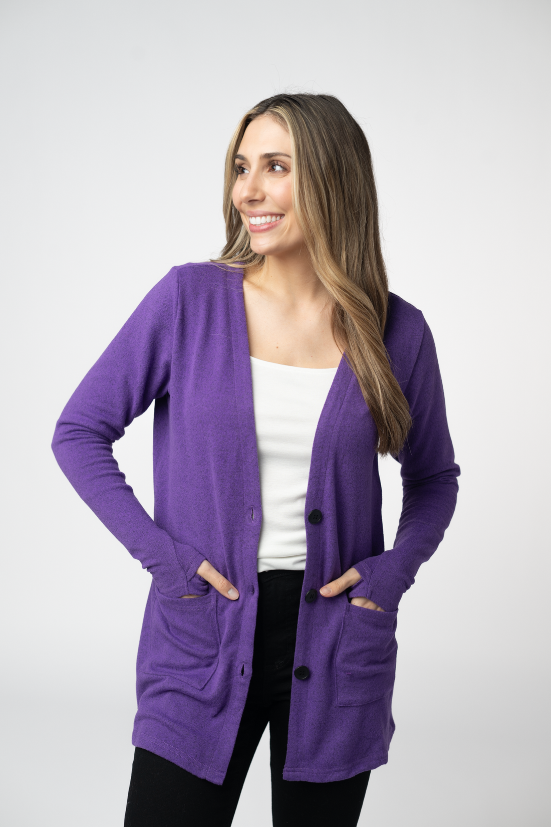 IN STOCK Cori Cardigan - Heathered Purple
