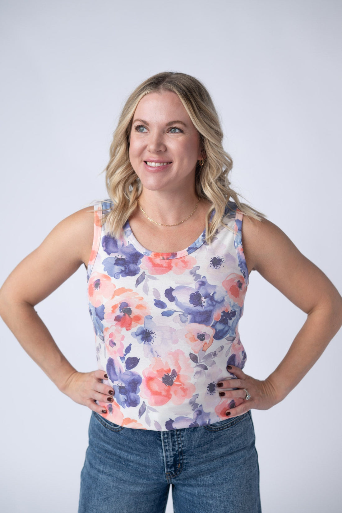 IN STOCK Ava Tank - Sunset Watercolor Floral