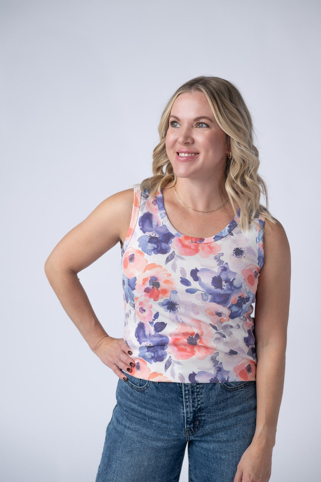 IN STOCK Ava Tank - Sunset Watercolor Floral