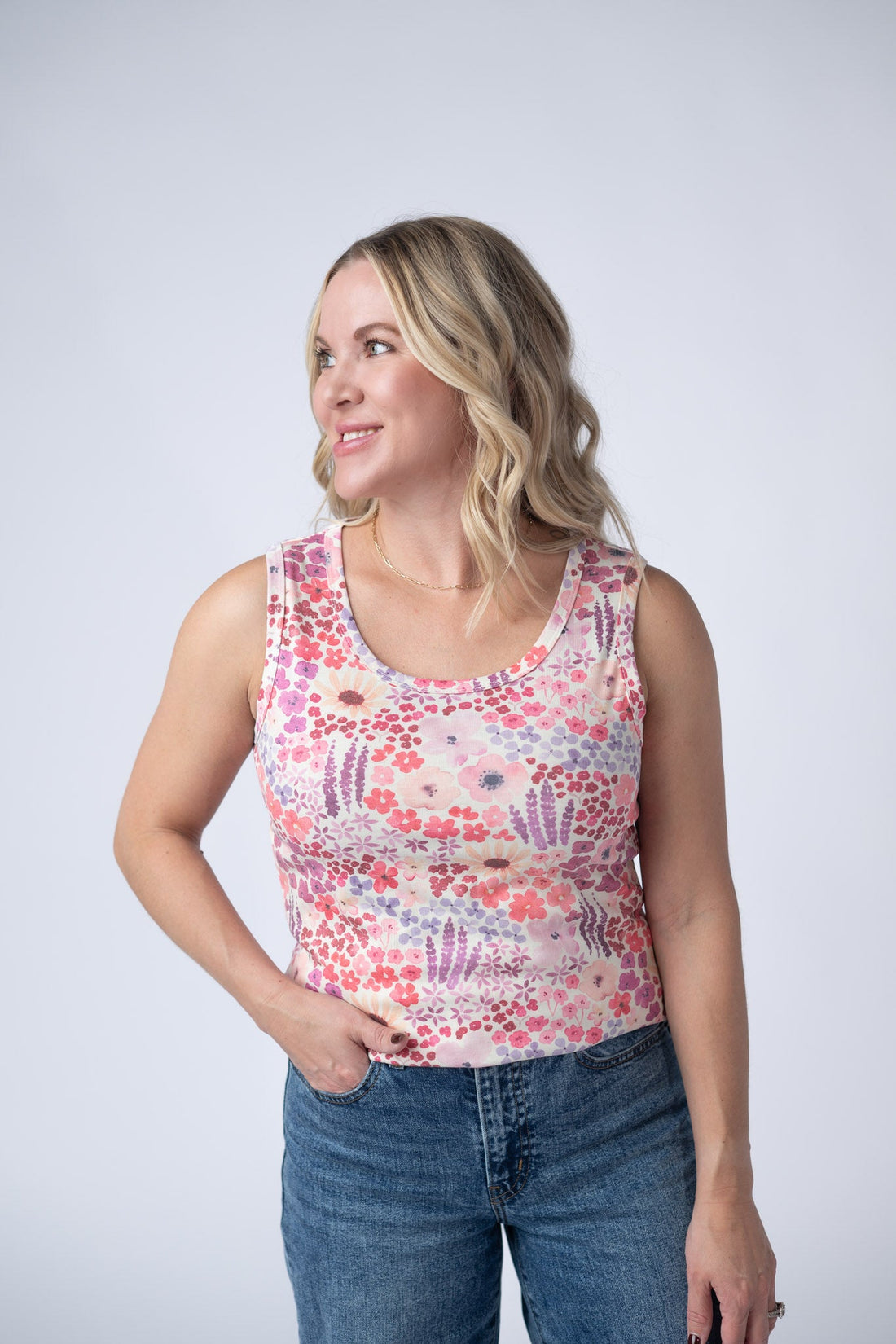 IN STOCK Ava Tank - Coral Sunset Floral