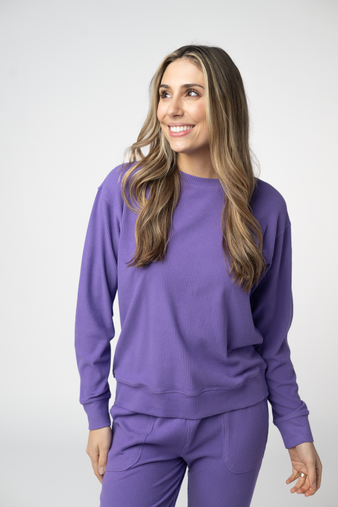 IN STOCK Corrine Ribbed Pullover Top - Purple