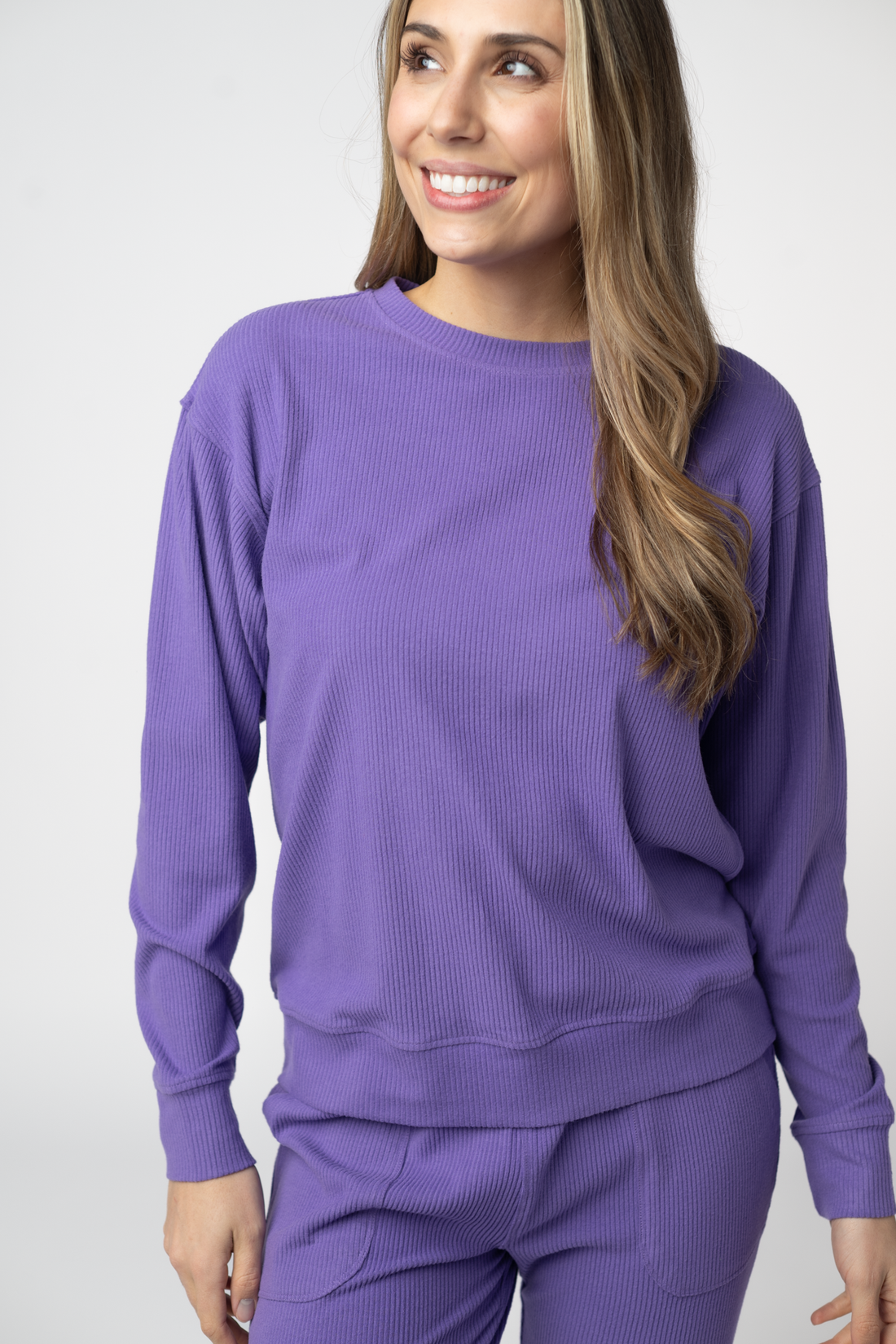 IN STOCK Corrine Ribbed Pullover Top - Purple
