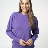 IN STOCK Corrine Ribbed Pullover Top - Purple