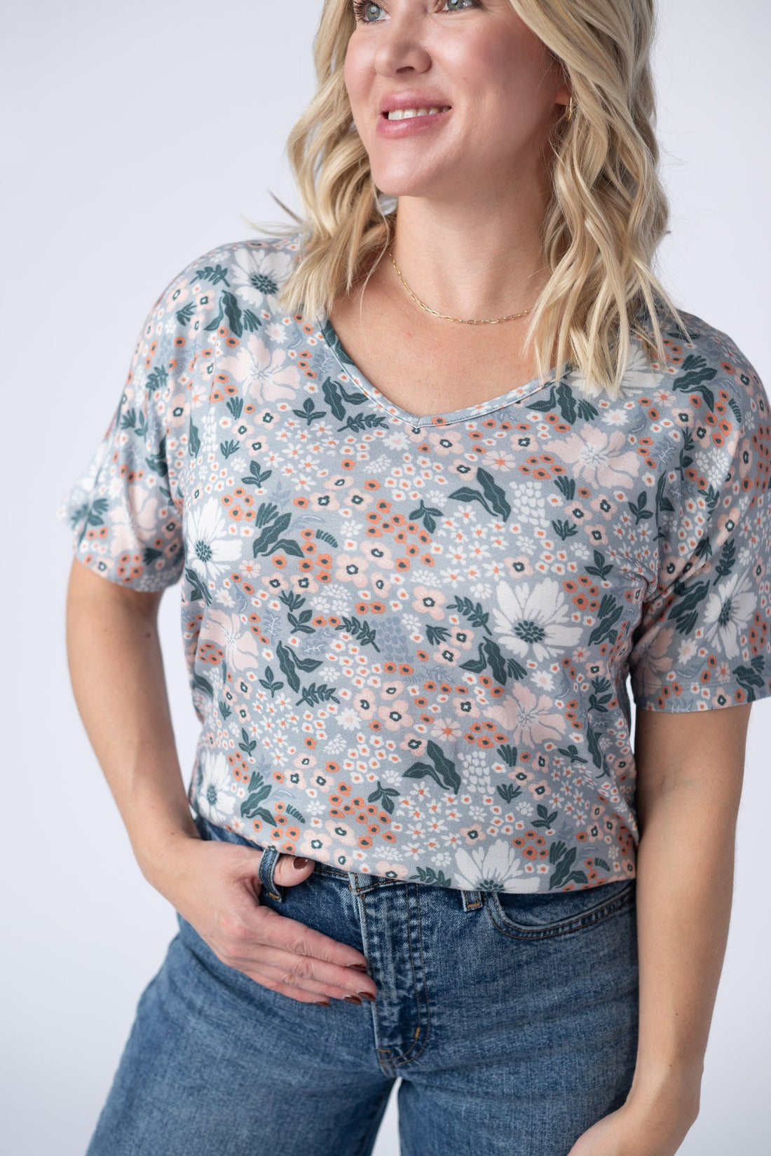 IN STOCK Chloe Cozy Tee - Ditsy Blush Floral