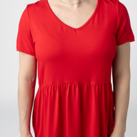 IN STOCK Sarah Ruffle Short Sleeve - Red FINAL SALE