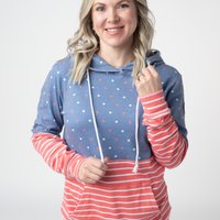 IN STOCK Hailey Pullover Hoodie - Faded Navy Freedom Stars and Stripes FINAL SALE