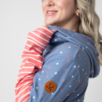 IN STOCK Hailey Pullover Hoodie - Faded Navy Freedom Stars and Stripes FINAL SALE