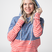 IN STOCK Hailey Pullover Hoodie - Faded Navy Freedom Stars and Stripes FINAL SALE