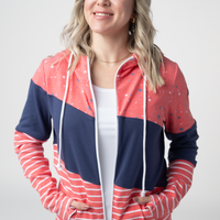 IN STOCK Colorblock Fullzip - Liberty Stars, Navy, and Stripes Trio FINAL SALE
