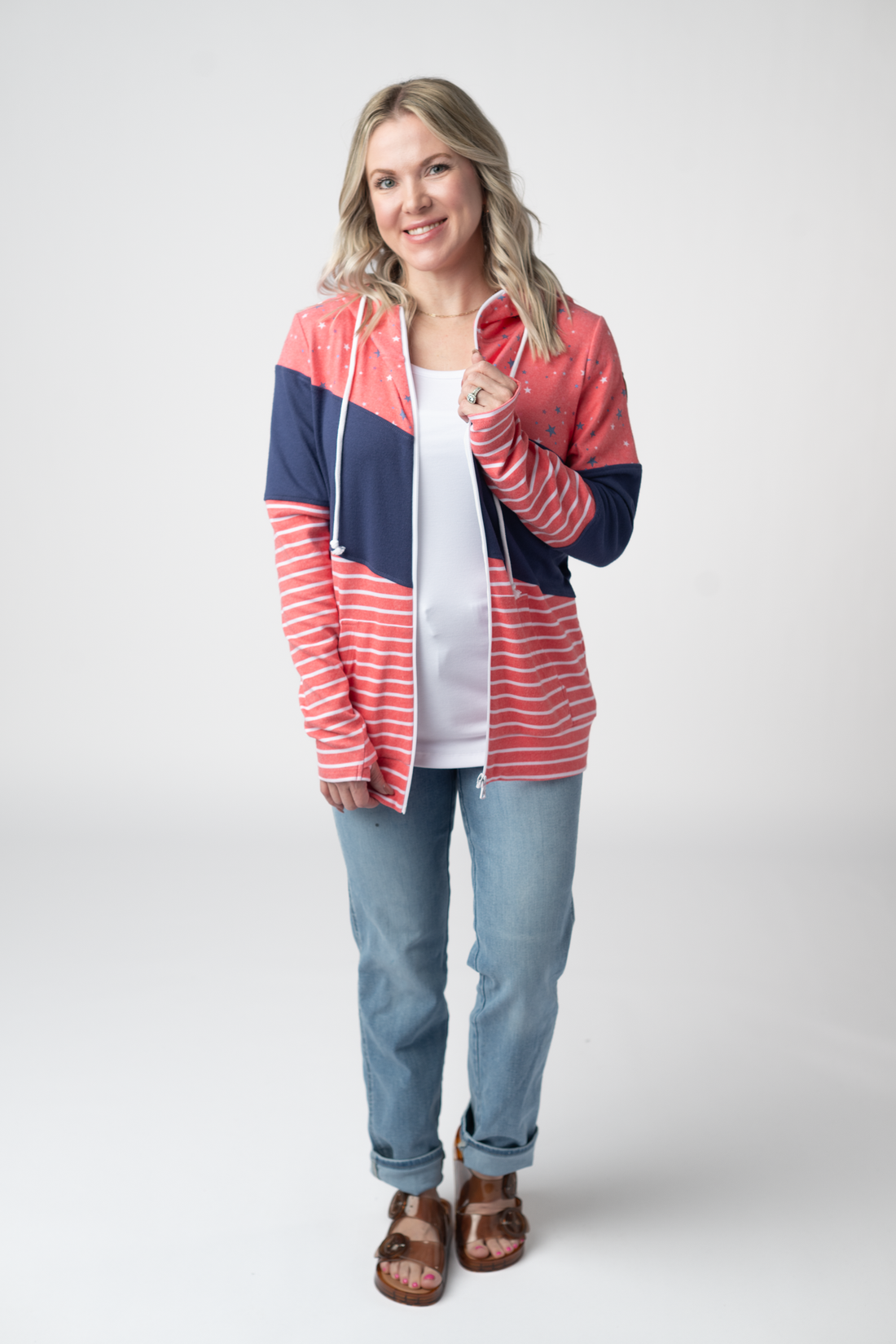 IN STOCK Colorblock Fullzip - Liberty Stars, Navy, and Stripes Trio FINAL SALE