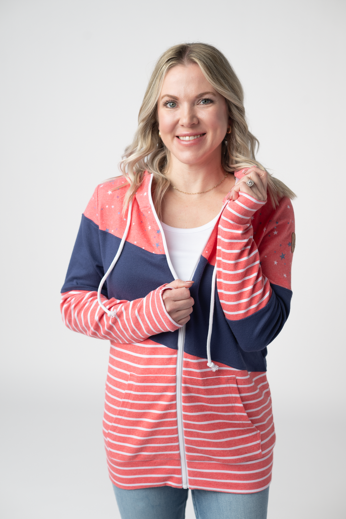 IN STOCK Colorblock Fullzip - Liberty Stars, Navy, and Stripes Trio FINAL SALE