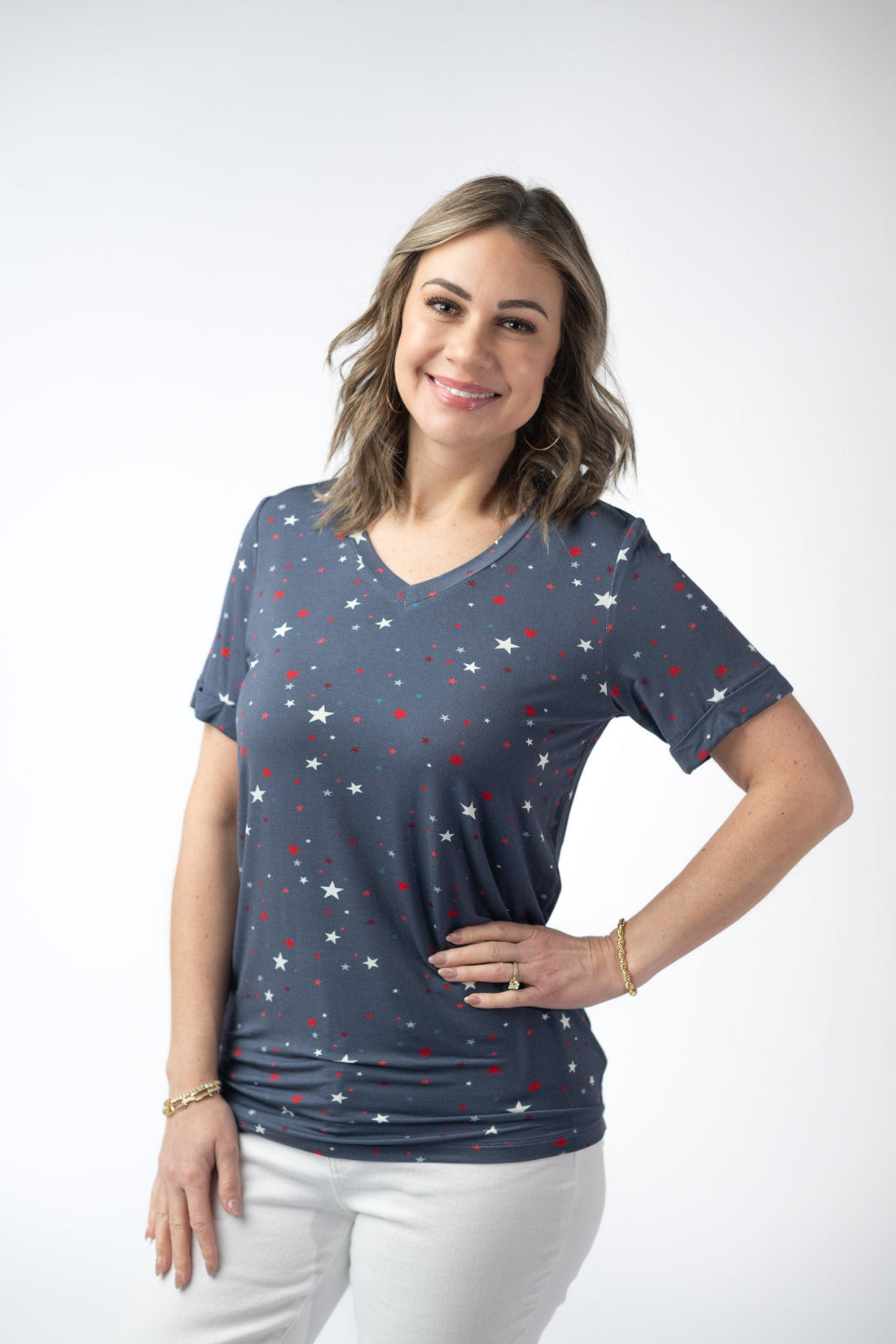 IN STOCK Sophie Top - Blue Liberty Stars FINAL SALE