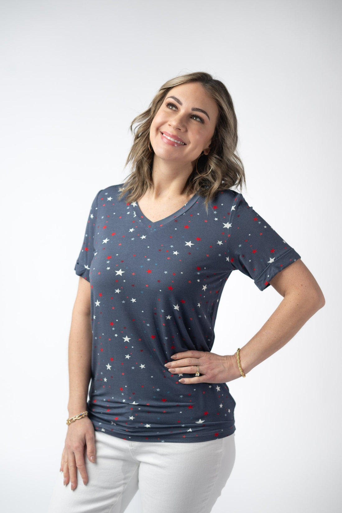 IN STOCK Sophie Top - Blue Liberty Stars FINAL SALE