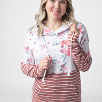 IN STOCK Hailey Pullover Hoodie - Pink Bloom and Stripes FINAL SALE