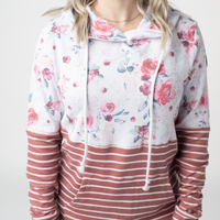 IN STOCK Hailey Pullover Hoodie - Pink Bloom and Stripes FINAL SALE