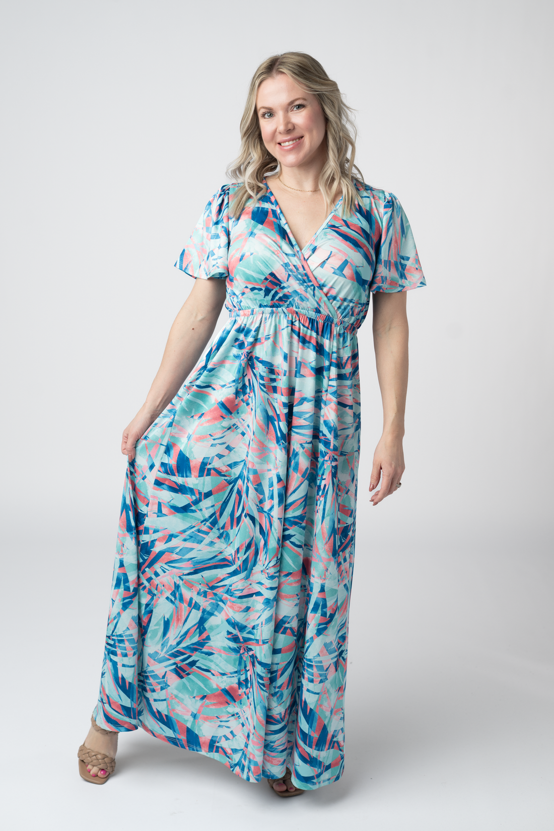 IN STOCK Millie Maxi Dress - Abstract Aqua Breeze FINAL SALE