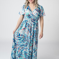 IN STOCK Millie Maxi Dress - Abstract Aqua Breeze FINAL SALE