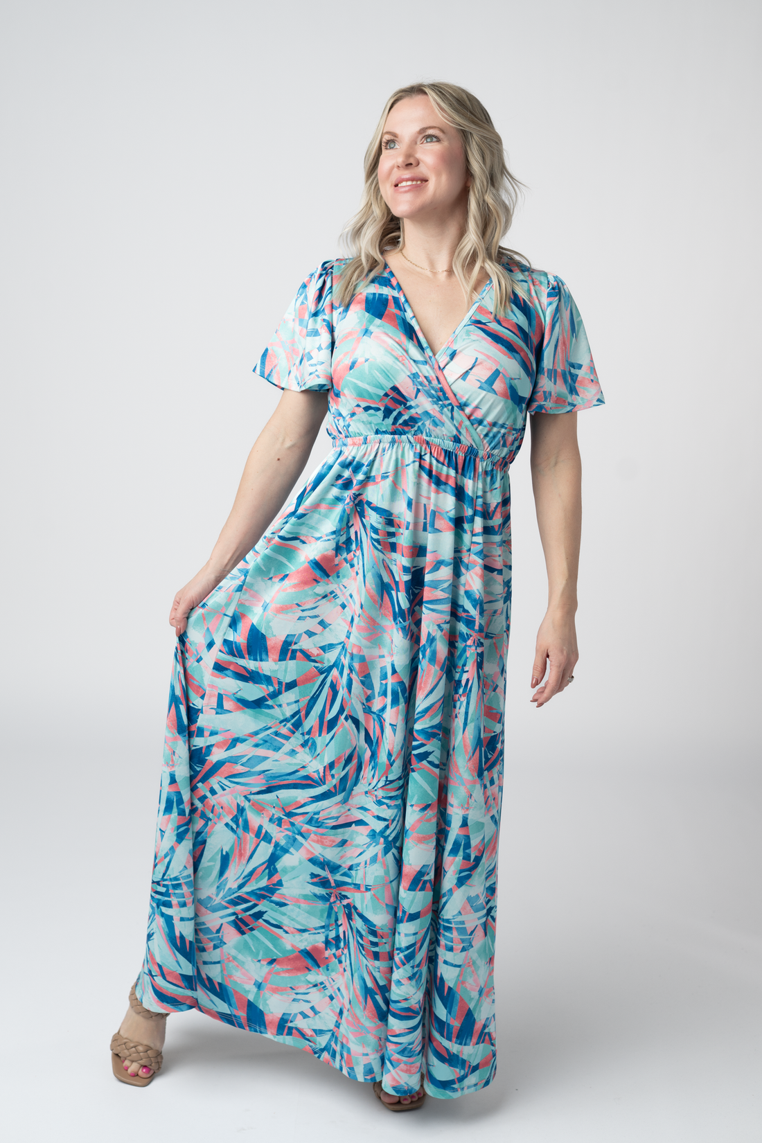 IN STOCK Millie Maxi Dress - Abstract Aqua Breeze FINAL SALE
