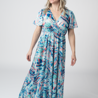 IN STOCK Millie Maxi Dress - Abstract Aqua Breeze FINAL SALE