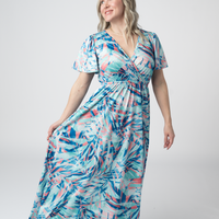 IN STOCK Millie Maxi Dress - Abstract Aqua Breeze FINAL SALE