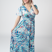 IN STOCK Millie Maxi Dress - Abstract Aqua Breeze FINAL SALE