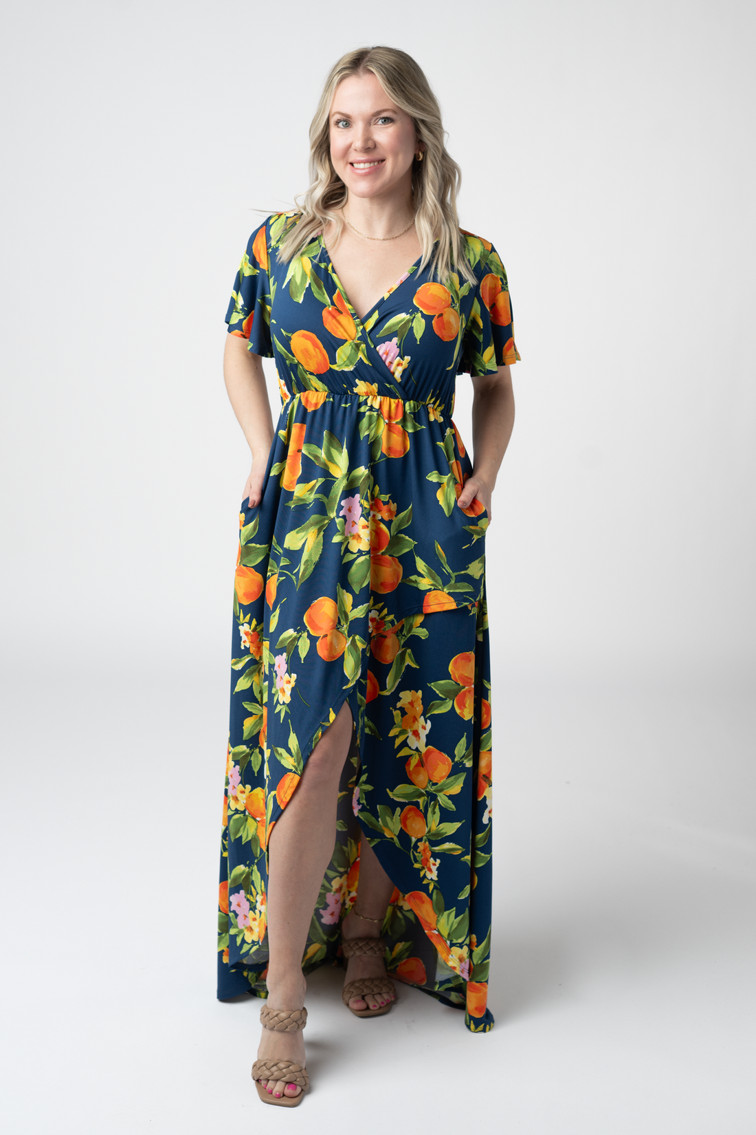 IN STOCK Harley High-Low Dress - Navy Citrus FINAL SALE
