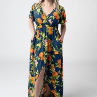 IN STOCK Harley High-Low Dress - Navy Citrus FINAL SALE
