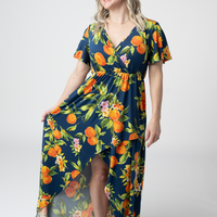 IN STOCK Harley High-Low Dress - Navy Citrus FINAL SALE