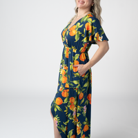 IN STOCK Harley High-Low Dress - Navy Citrus FINAL SALE