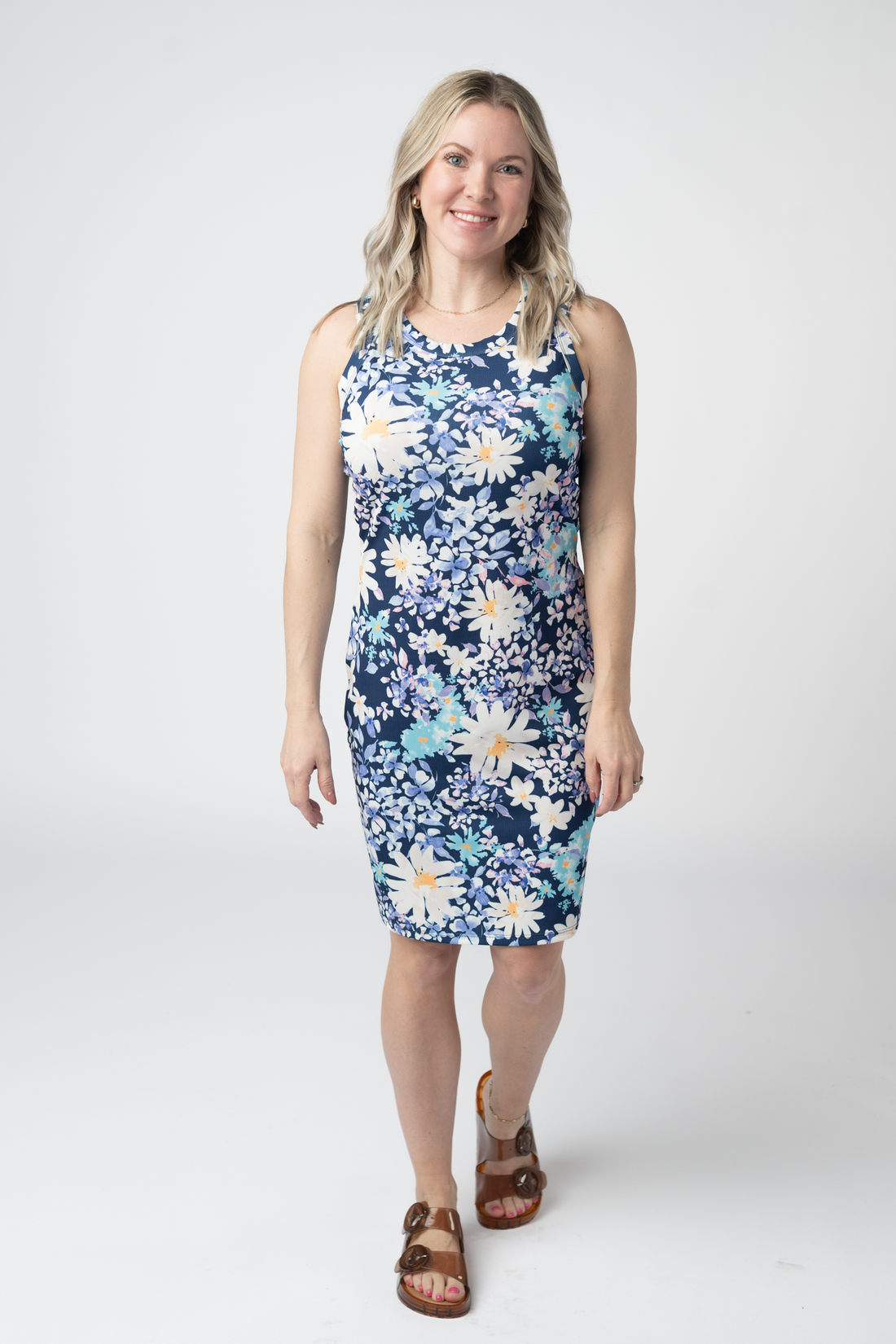 IN STOCK Mariah Ribbed Dress - Daisy Blues FINAL SALE