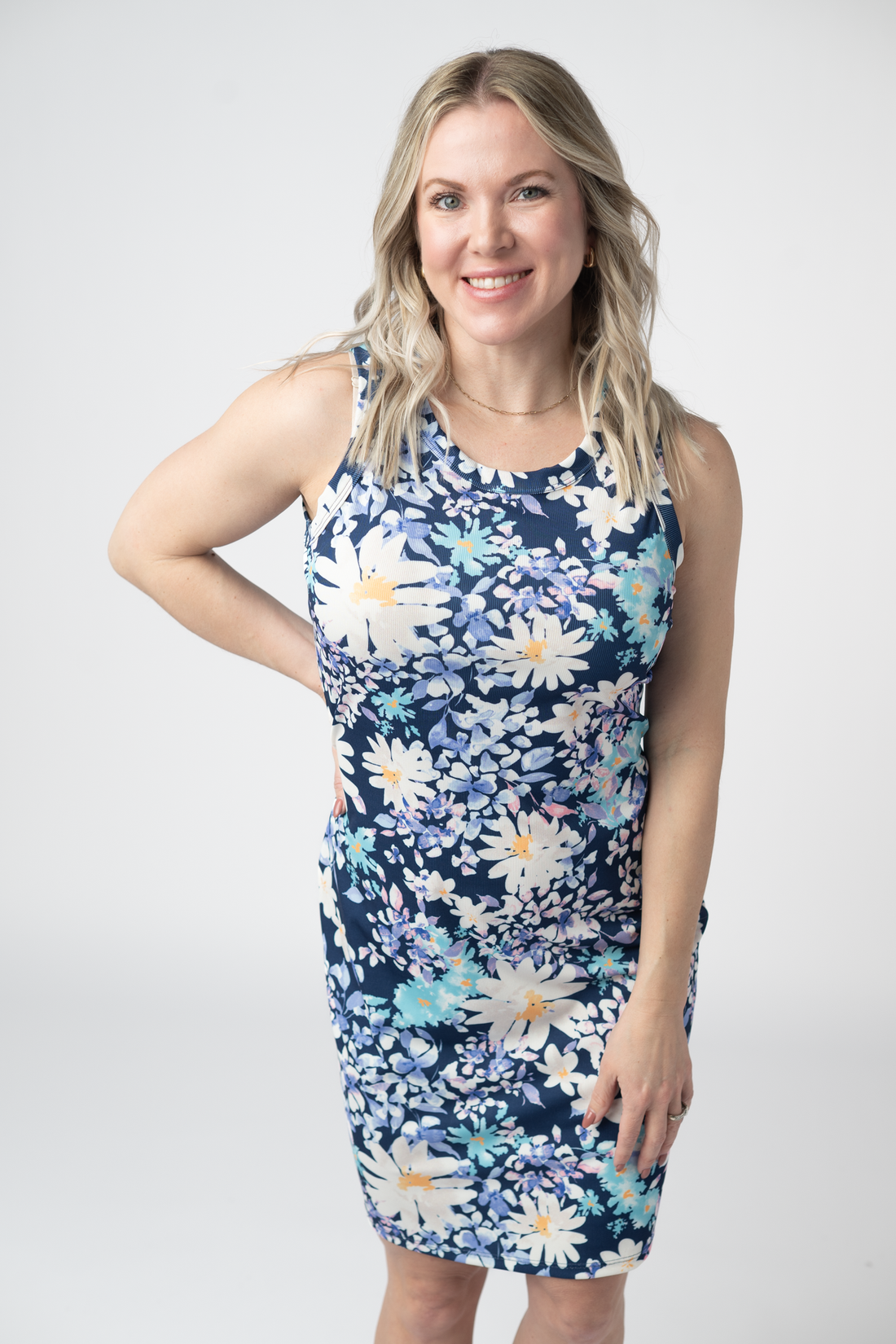 IN STOCK Mariah Ribbed Dress - Daisy Blues FINAL SALE
