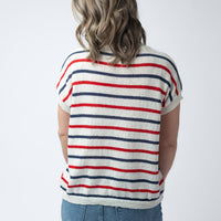 IN STOCK Red, White, and Blue Stripes Open Knit Top FINAL SALE