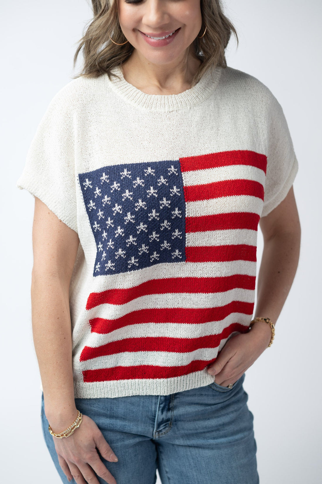 IN STOCK American Flag Open Knit Top FINAL SALE