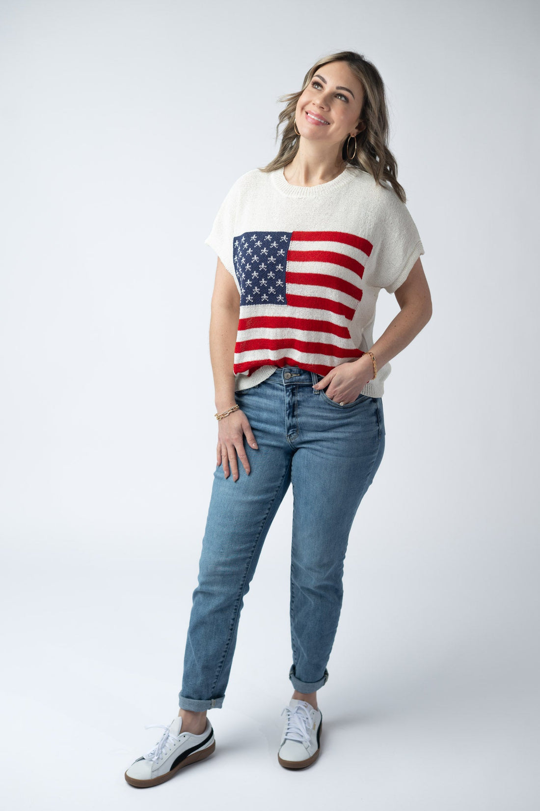 IN STOCK American Flag Open Knit Top FINAL SALE